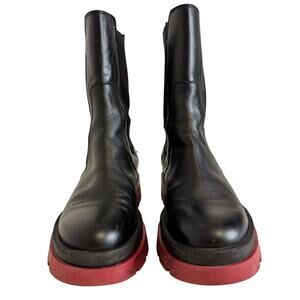 Dusano Chelsea Boots Black Leather Red Lug Sole EU 38 Luxury Designer